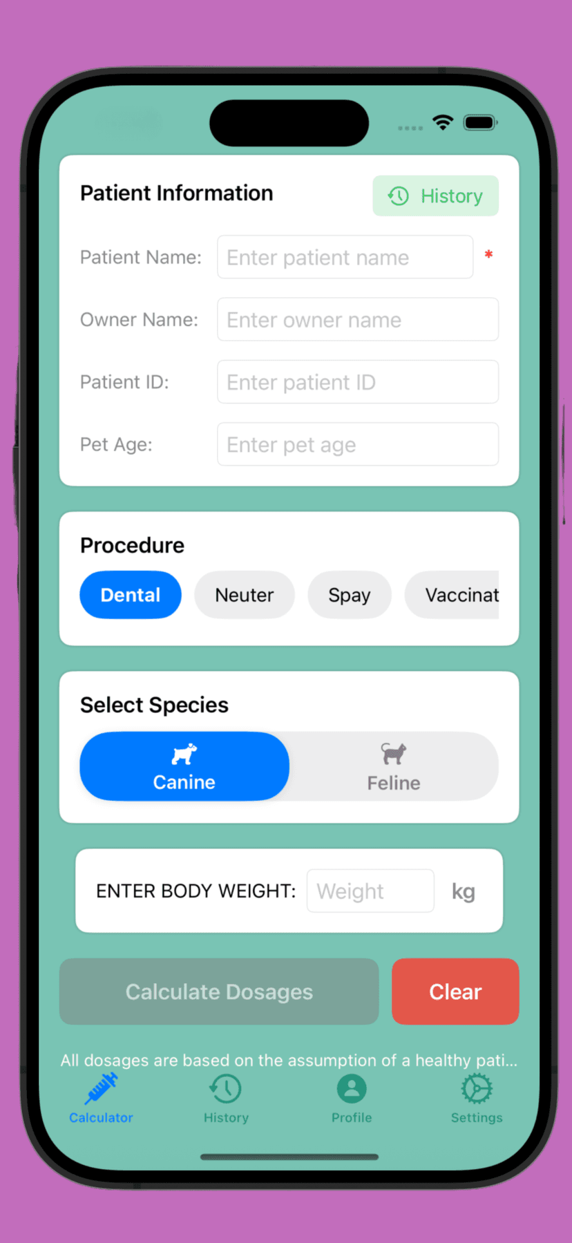 PetDose app interface